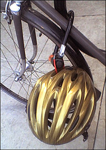 bike lock and helmet